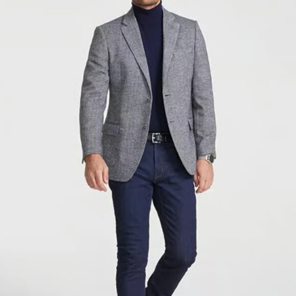 Tommy Hilfiger Men's 46R Modern-Fit Solid Herringbone Tweed Sport Coat NWT - Picture 1 of 2